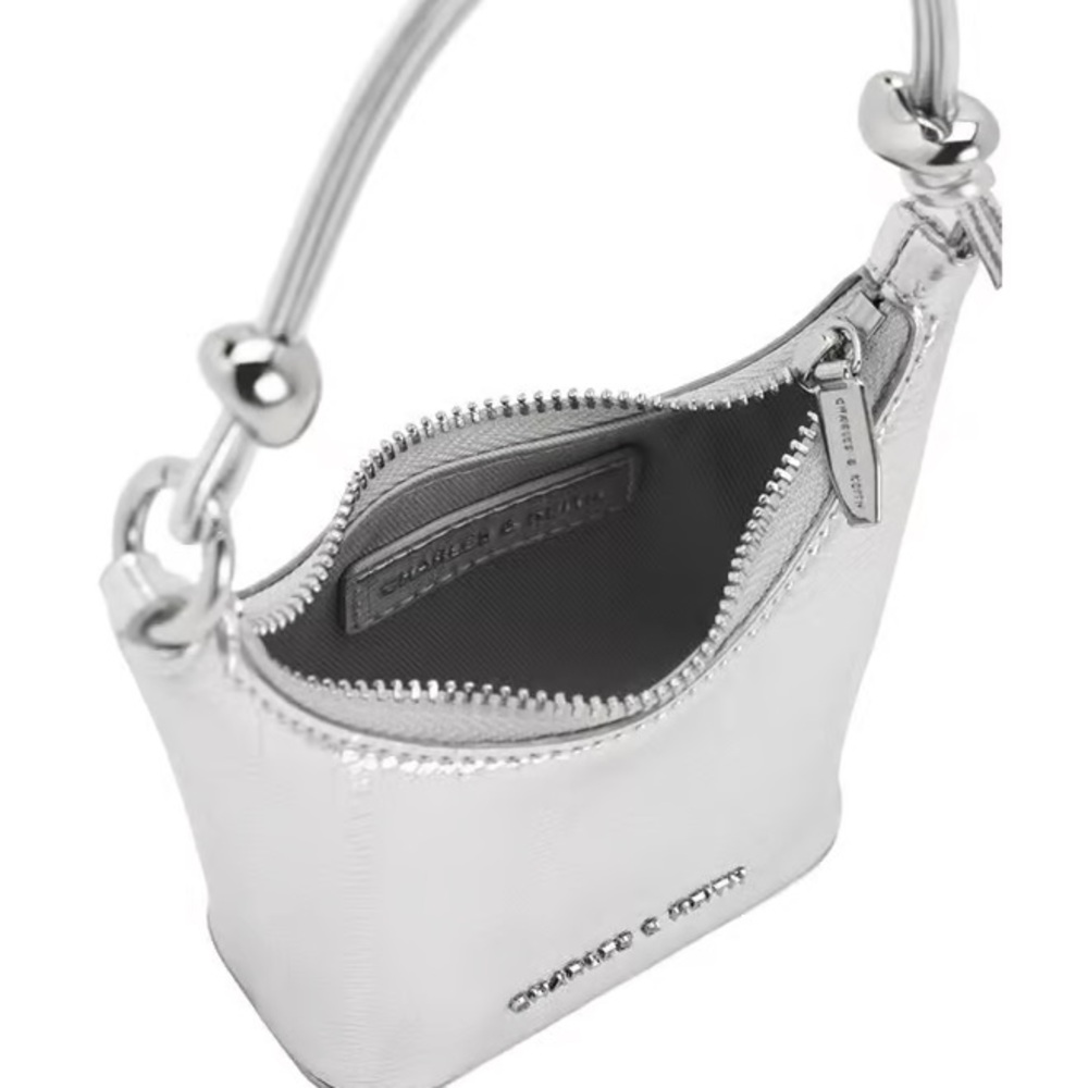 Charles & Keith Silver Mini Hobo Bag - Picture 2 of 8